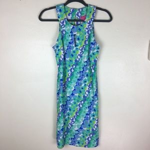 Floral pattern blue and green Britt dress